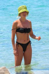 Ashley Roberts in a Black Bikini on the Beach in Mykonos 08/09/2022
