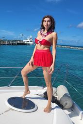 Blanca Blanco in a Red Bikini at the Highborne Cay in the Bahamas 08/12/2022