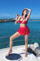 Blanca Blanco in a Red Bikini at the Highborne Cay in the Bahamas 08/12/2022