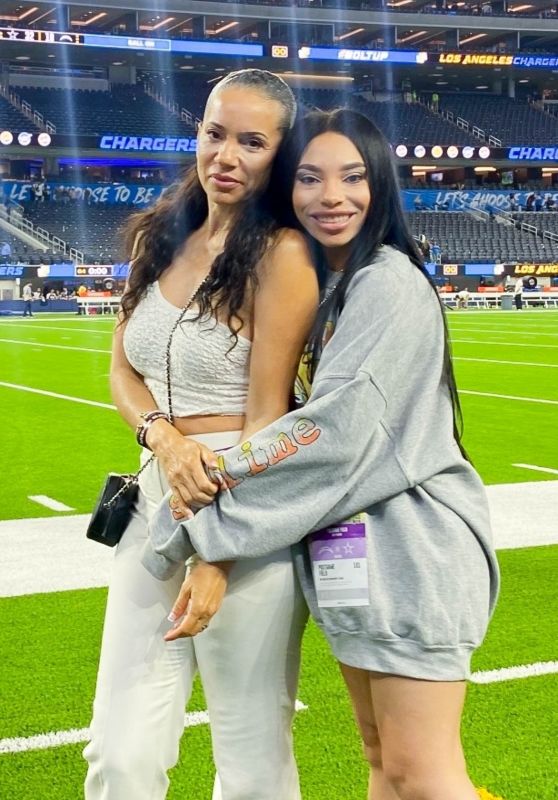 Ebie Wright and Her Mother at the LA Chargers vs Dallas Cowboy Game at SOFI Stadium in Inglewood 08/21/2022