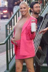 Heather Rae Young in Pink - Filming "Selling Sunset" at Sunset Plaza in West Hollywood 08/29/2022