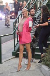 Heather Rae Young in Pink - Filming "Selling Sunset" at Sunset Plaza in West Hollywood 08/29/2022