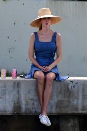 Ivanka Trump in a Blue Dress and Wide-brimmed Sun Hat - Miami 08/21/2022