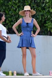 Ivanka Trump in a Blue Dress and Wide-brimmed Sun Hat - Miami 08/21/2022