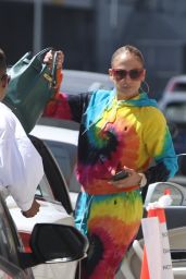 Jennifer Lopez in Colorful Tie-dye Sweatsuit 08/08/2022