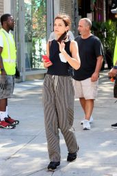 Katie Holmes Wears a Black Top and Striped Trousers   Manhattan 08 30 2022   - 80