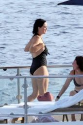 Katy Perry in a Black Swimsuit in Positano 08/23/2022