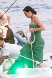 Katy Perry in an Emerald Green Dress in Nerano 08/24/2022