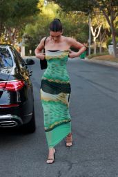 Kendall Jenner Wears a Figure-Hugging Green Dress - Beverly Hills 08/17/2022
