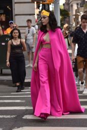 Kiernan Shipka in Pink Valentino Wonder Woman Inspired Outfit 08/13/2022