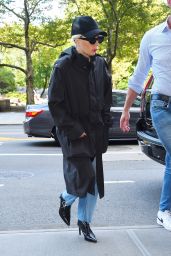 Lady Gaga Wears Black Trench Coat and Jeans - New York 08/11/2022