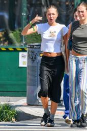 Lila Grace Moss in Crop Top  Black Skirt and Adidas Trainers   New York 08 29 2022   - 11