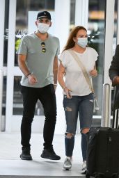 Lindsay Lohan and Bader Shammas at JFK Airport in NY 08/06/2022