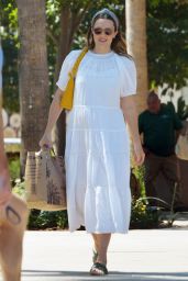 Mandy Moore in an Angelic White Maternity Maxi Dress - Shopping in LA 08/11/2022