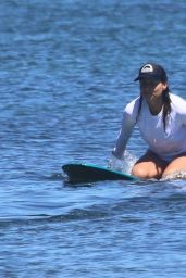 Minnie Driver at the Beach Surfing in Malibu 08/11/2022
