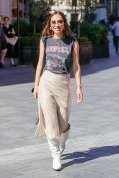 Myleene Klass in a Cream Sequinned Skirt and Heavy Metal T-Shirt - 08/12/2022