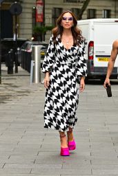 Myleene Klass Wearing a Patterned Dress and Platform Shoes   London 08 18 2022   - 91