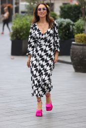 Myleene Klass Wearing a Patterned Dress and Platform Shoes   London 08 18 2022   - 38