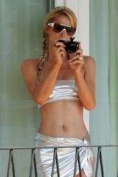 Paris Hilton in a Silver Bikini and Blue Wig - Portofino 08/07/2022