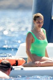 Rosie Huntington-Whiteley in a Green Swimsuit 08/07/2022