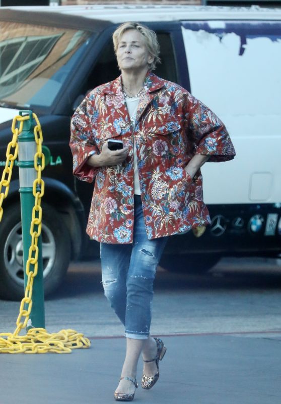 Sharon Stone Wears a Colorful Outfit - Beverly Hills 08/10/2022
