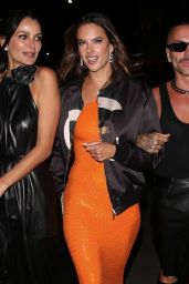 Alessandra Ambrosio in a Form-Fitting Orange Dress - Milan 09/22/2022
