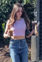 Alison Brie Wears Baggy Jeans and a Lavender Crop Top - Los Feliz 09/24/2022