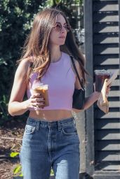 Alison Brie Wears Baggy Jeans and a Lavender Crop Top - Los Feliz 09/24/2022