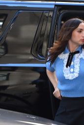 Ana de Armas in a Blue Top and Black Mini Skirt - New York 09/20/2022