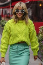 Ashley Roberts Wearing a Knitted Yellow Crop Top and Metallic Skirt 09/27/2022
