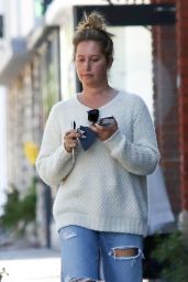 Ashley Tisdale in Ripped Jeans and a White Sweater - West Hollywood 09/20/2022