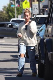 Ashley Tisdale in Ripped Jeans and a White Sweater - West Hollywood 09/20/2022