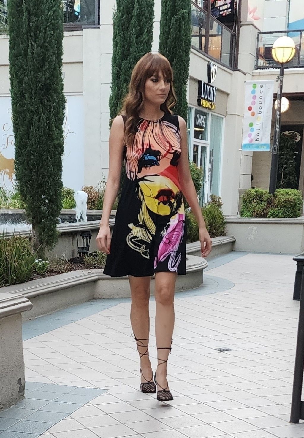 Blanca Blanco Wears a Colorful Eva Varro Dress and Bottega Veneta Heels