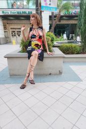 Blanca Blanco Wears a Colorful Eva Varro Dress and Bottega Veneta Heels