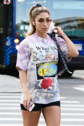Chantel Jeffries in a Colorful Shirt and Short Shorts - NYC 09/09/2022