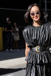 Chriselle Lim Wears a Black Leather Dress - Altuzarra Show at NYFW 09/10/2022