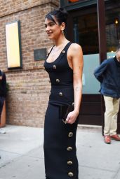 Dua Lipa in a Black Dress - New York 09/29/2022