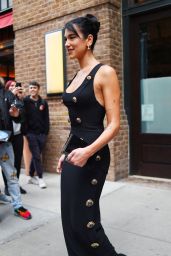 Dua Lipa in a Black Dress - New York 09/29/2022