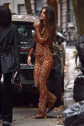 Emily Ratajkowski in Autumn Colored Floral Outfit - New York 09/07/2022