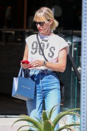 January Jones in a Graphic White Tee - Maria Tash Fine Jewelry & Luxury Piercing Opening in West Hollywood 09/21/2022