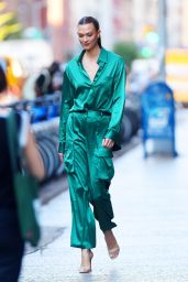 Karlie Kloss in Matching Emerald Green Pants and Top - Revolve Party in NYC 09/08/2022