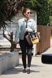 Kate Mara Wears Dark Tee and Denim Jacket - Los Feliz 09/13/2022