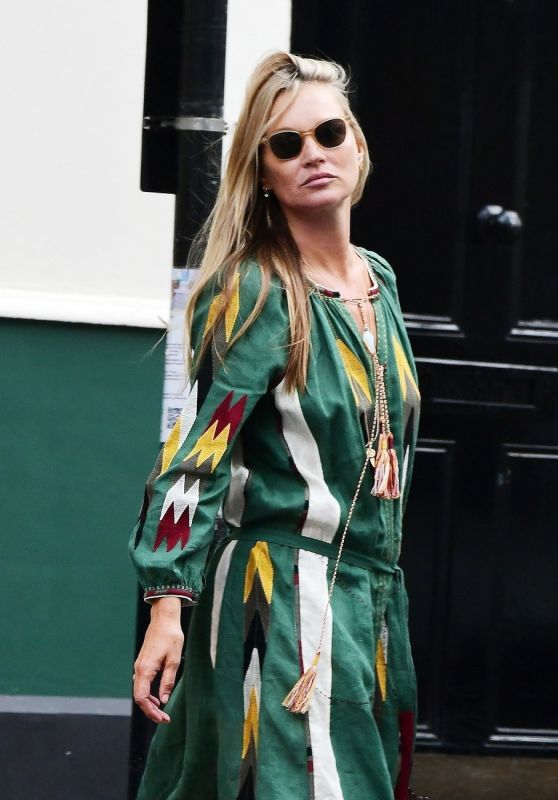 Kate Moss in Colorful Dress Out in London 09/02/2022