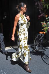 Kendall Jenner in a Floral White and Green Dress - New York 09/09/2022