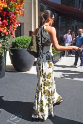 Kendall Jenner in a Floral White and Green Dress - New York 09/09/2022