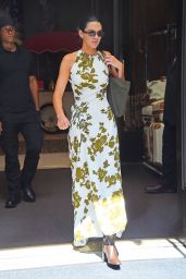 Kendall Jenner in a Floral White and Green Dress - New York 09/09/2022