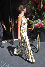 Kendall Jenner in a Floral White and Green Dress - New York 09/09/2022