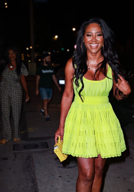 Kenya Moore in a Neon Yellow Dress at Craig