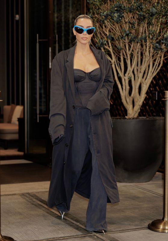 Kim Kardashian in Corset Pajamas and Balenciaga Couture Heels - New York 09/20/2022