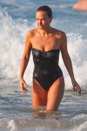 Lara Bingle in a Black Swimsuit in Sydney 09/25/2022